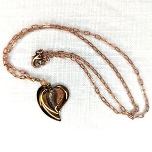 Double Curved Heart Necklace Copper 18 Inch
